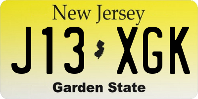 NJ license plate J13XGK