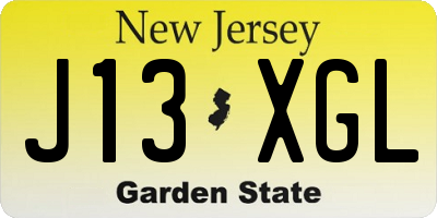 NJ license plate J13XGL