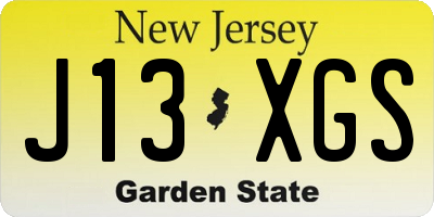 NJ license plate J13XGS