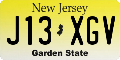 NJ license plate J13XGV