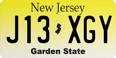 NJ license plate J13XGY