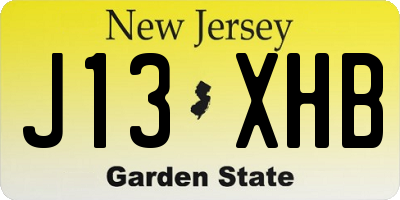 NJ license plate J13XHB