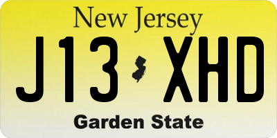 NJ license plate J13XHD