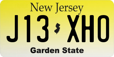 NJ license plate J13XHO