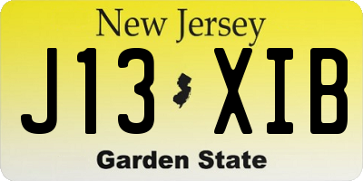 NJ license plate J13XIB
