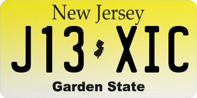 NJ license plate J13XIC