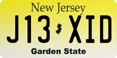 NJ license plate J13XID