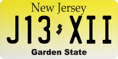 NJ license plate J13XII