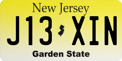 NJ license plate J13XIN