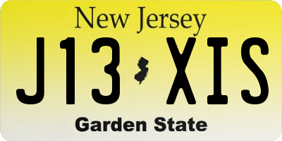 NJ license plate J13XIS