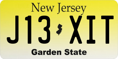 NJ license plate J13XIT