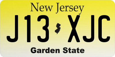 NJ license plate J13XJC