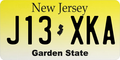 NJ license plate J13XKA