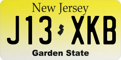 NJ license plate J13XKB