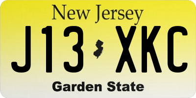NJ license plate J13XKC