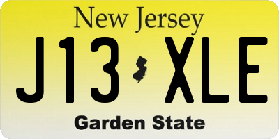 NJ license plate J13XLE