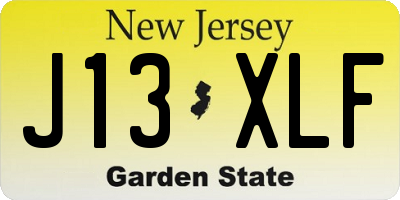 NJ license plate J13XLF