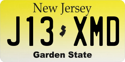 NJ license plate J13XMD