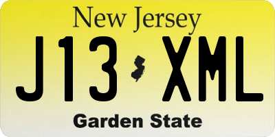 NJ license plate J13XML