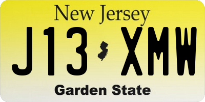 NJ license plate J13XMW
