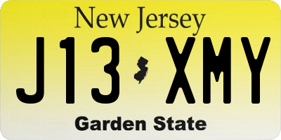 NJ license plate J13XMY