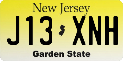 NJ license plate J13XNH