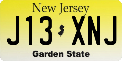 NJ license plate J13XNJ