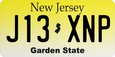 NJ license plate J13XNP