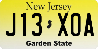 NJ license plate J13XOA