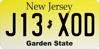 NJ license plate J13XOD