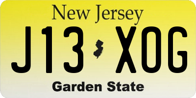 NJ license plate J13XOG