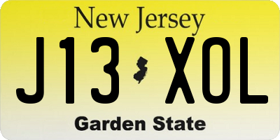 NJ license plate J13XOL