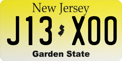 NJ license plate J13XOO