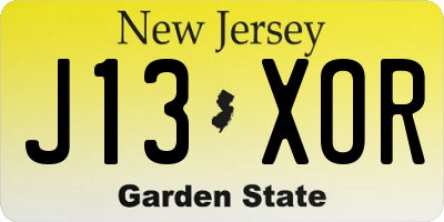 NJ license plate J13XOR