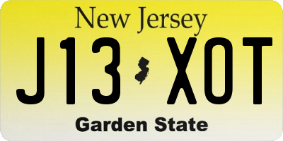 NJ license plate J13XOT