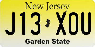NJ license plate J13XOU