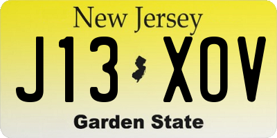 NJ license plate J13XOV