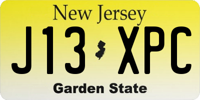 NJ license plate J13XPC