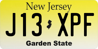 NJ license plate J13XPF