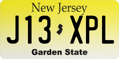 NJ license plate J13XPL