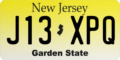 NJ license plate J13XPQ