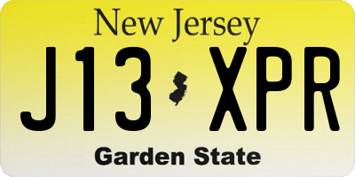 NJ license plate J13XPR