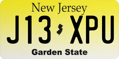 NJ license plate J13XPU