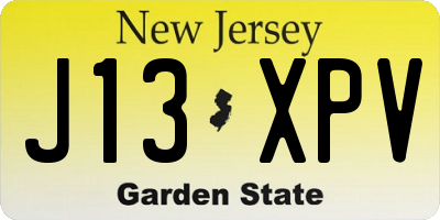 NJ license plate J13XPV
