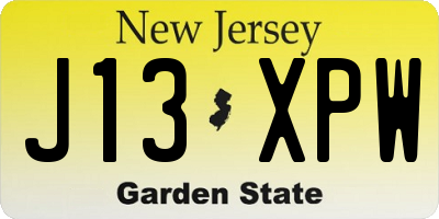 NJ license plate J13XPW