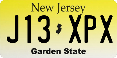 NJ license plate J13XPX