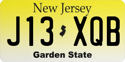 NJ license plate J13XQB