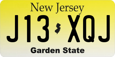 NJ license plate J13XQJ