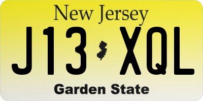 NJ license plate J13XQL