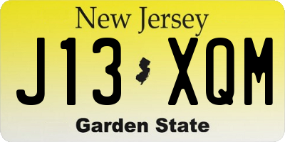 NJ license plate J13XQM